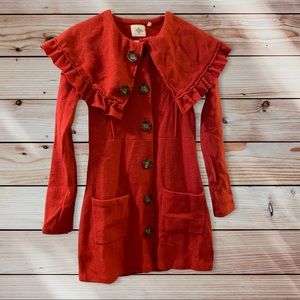 Anthropologie HWR Boiled Wool Burnt Orange Jacket Size Small Like New Condition